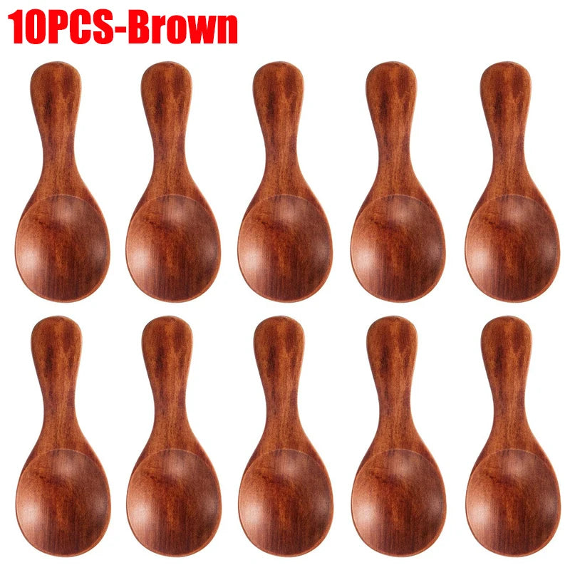 1-10PCS Mini Natural Wooden Spoons