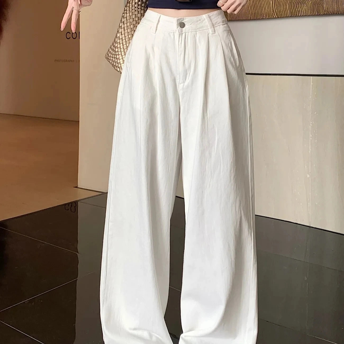 Y2K Korean Style High Waisted Wide Leg Jeans