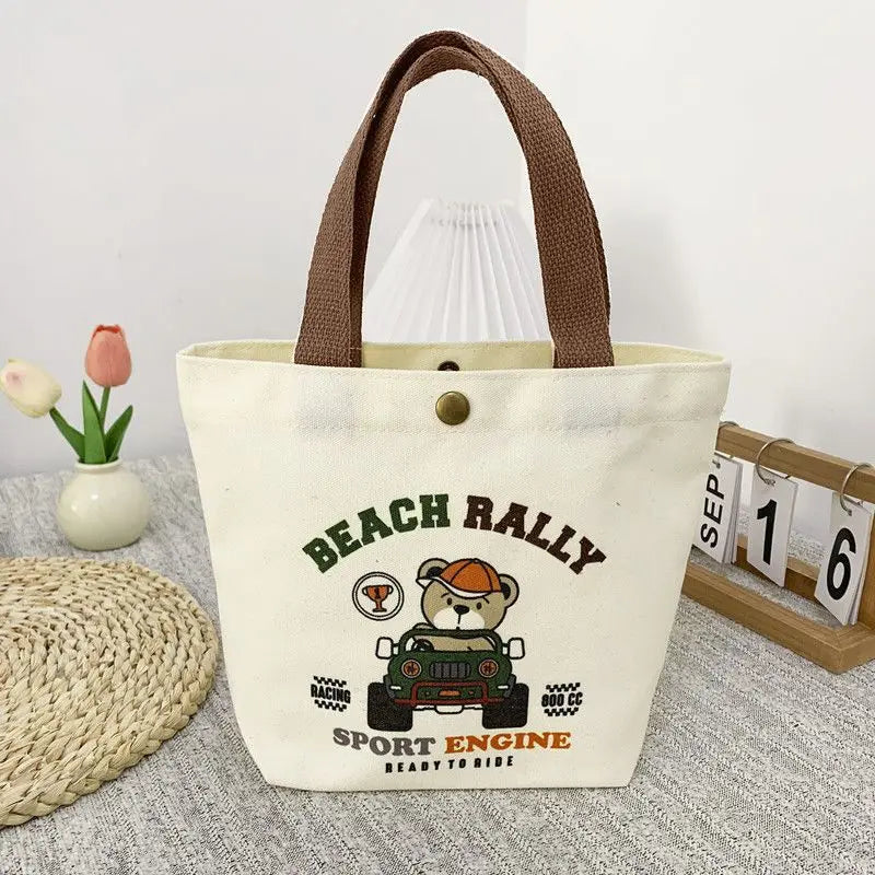 Bear Shape Canvas Tote Cute Mini Handheld Lunch Bag