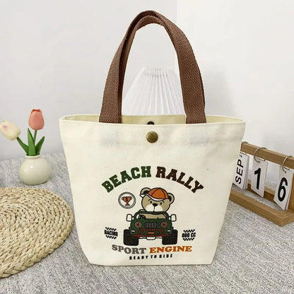 Bear Shape Canvas Tote Cute Mini Handheld Lunch Bag