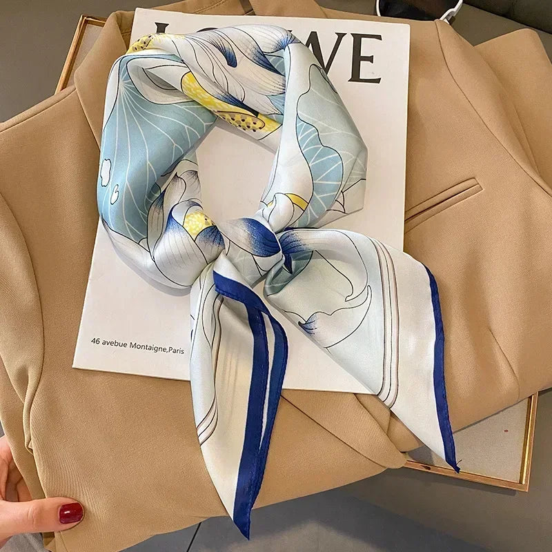 Luxury Silk Square Scarf Soft Satin Horse Hairband Hijab Headband Shawl