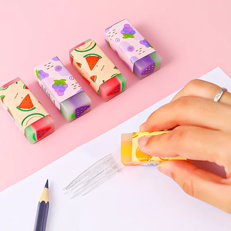 3pcs/lot Cartoon Creative Fruit Eraser Pupils Exam Pencil Eraser
