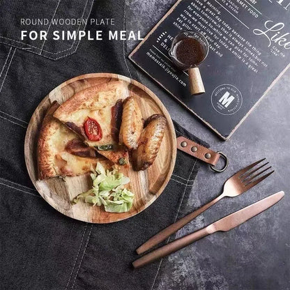 10/15/20/25cm Wooden Round Serving Platter Tray