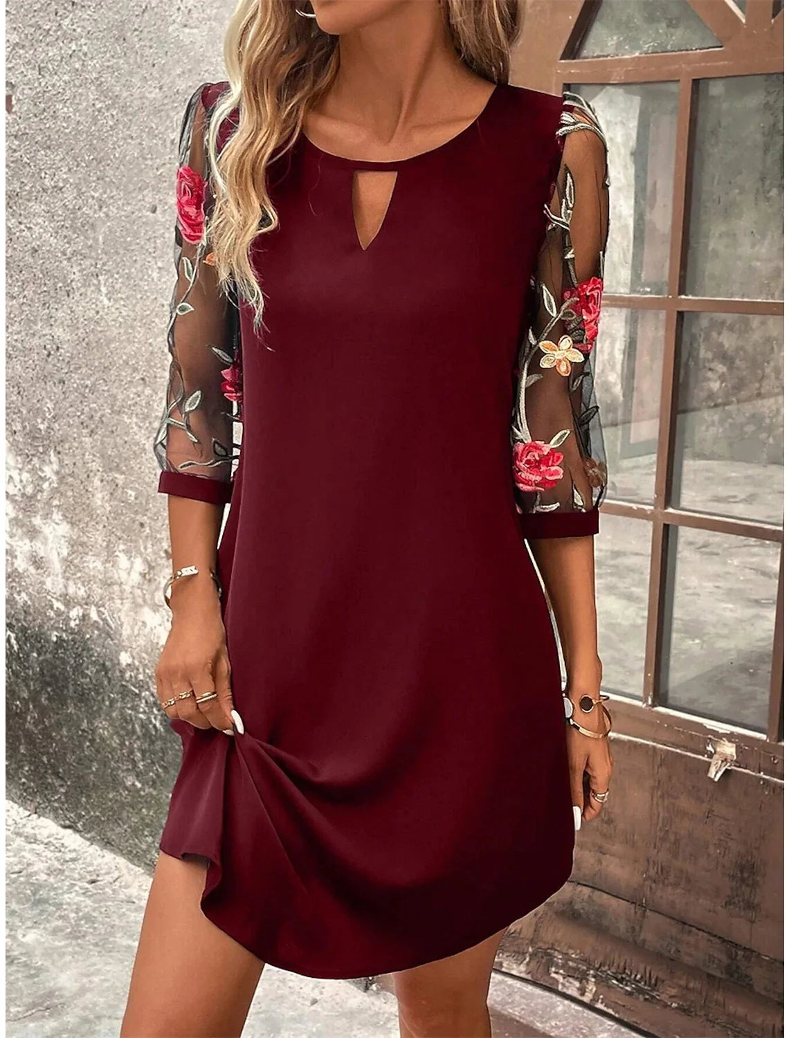 Luxury Mid Sleeve Mini Skirt Dress