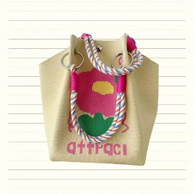 Versatile Cute Knitted Handbag With 3D Magnetic Snap Handbag Clutch Bag