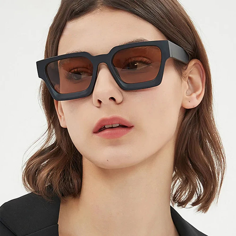 Square Luxury Retro Green Brand Designer Sun Glasses