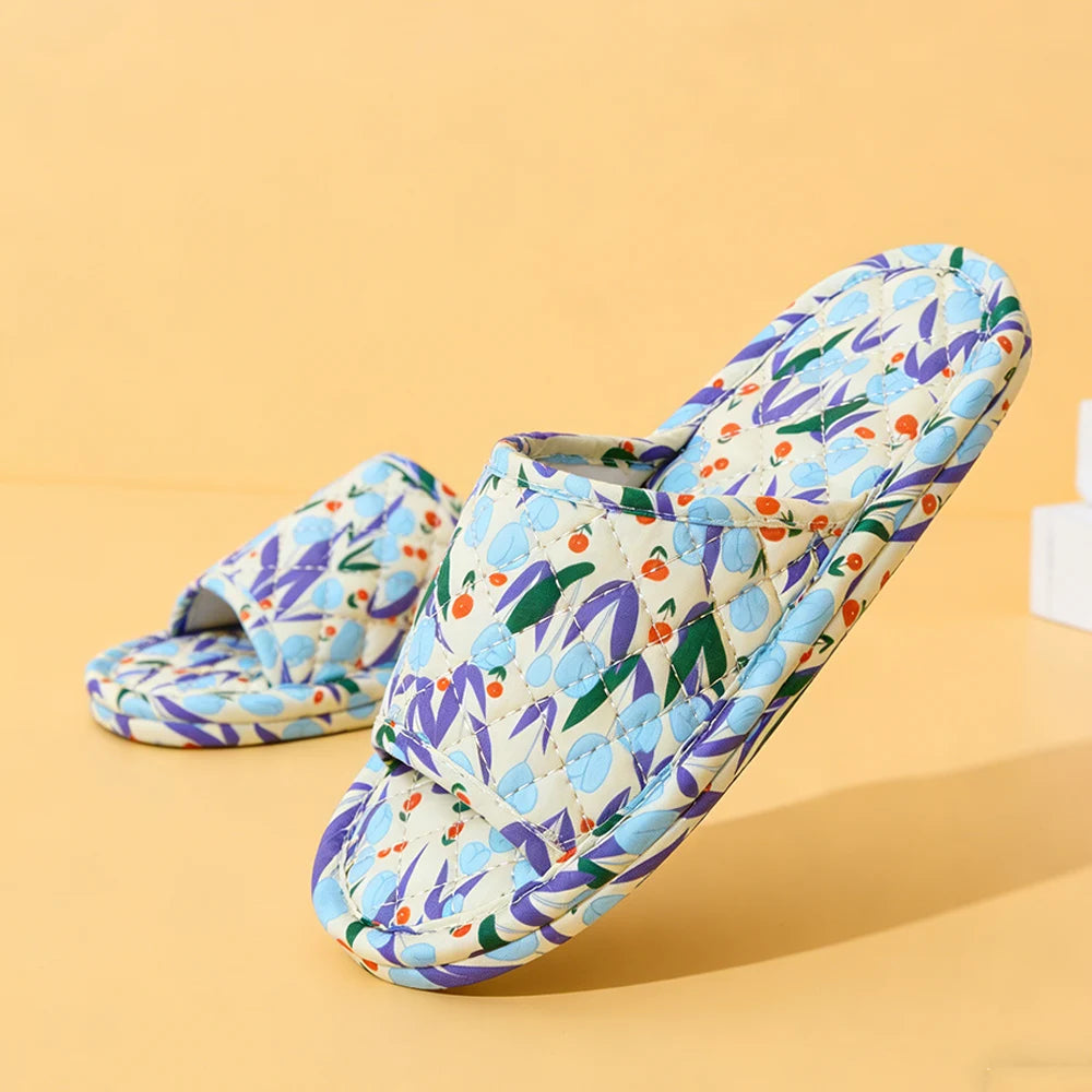 Home Slippers Soft Cotton Floral Floor Slippers
