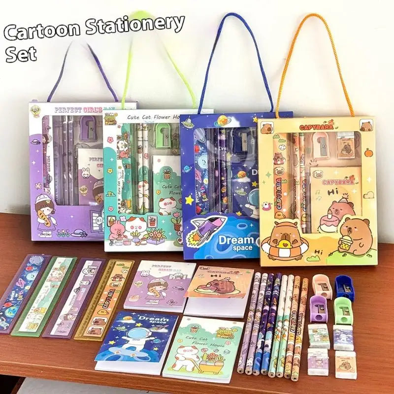 6Pcs/Set Cute Cartoon Capybara Pencil Stationery Set