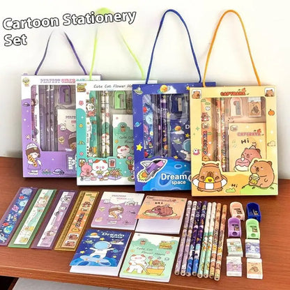 6Pcs/Set Cute Cartoon Capybara Pencil Stationery Set