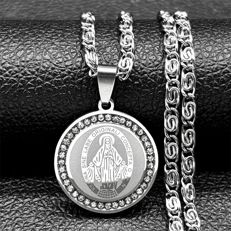Colorful Crystal Saint Benedict Medal Necklace