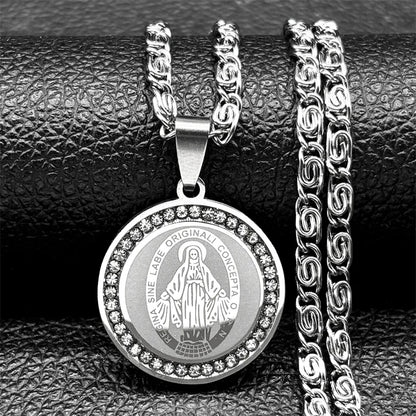 Colorful Crystal Saint Benedict Medal Necklace