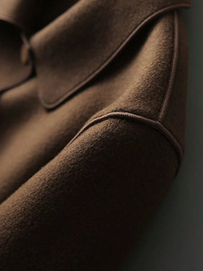 Classic Solid Short Woolen Warm Clothing Button Up Coat