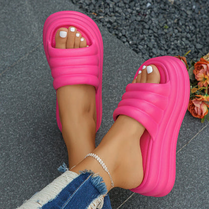 Pink Chunky Platform Slippers