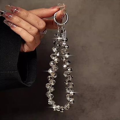 Colorful Mobile Phone Lanyard Chain Stylish Glitter Crystal Bead Pendant Keychain