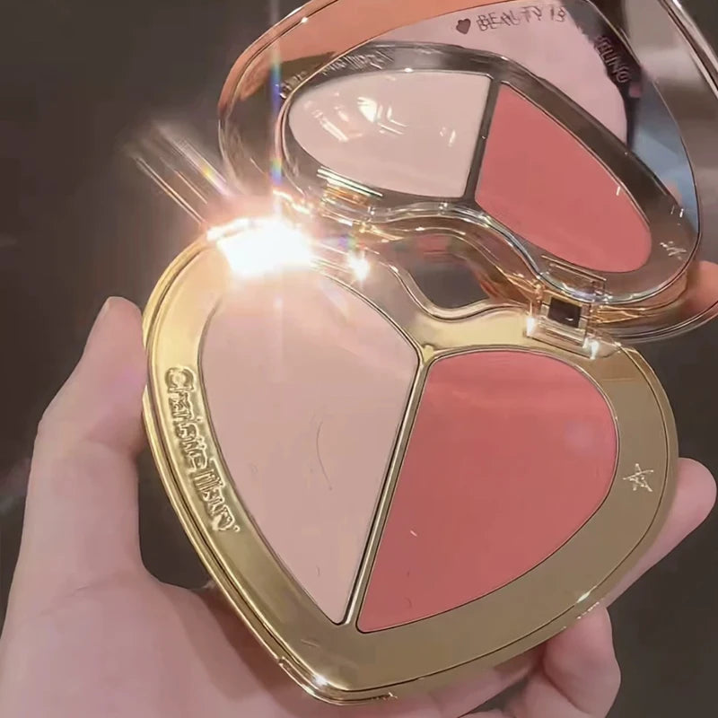 Charlotte Tilbury CT Two-color Heart-shaped Blusher Naturally High-gloss Liquid Powder Set Brightening Pearlescent Glow Powder