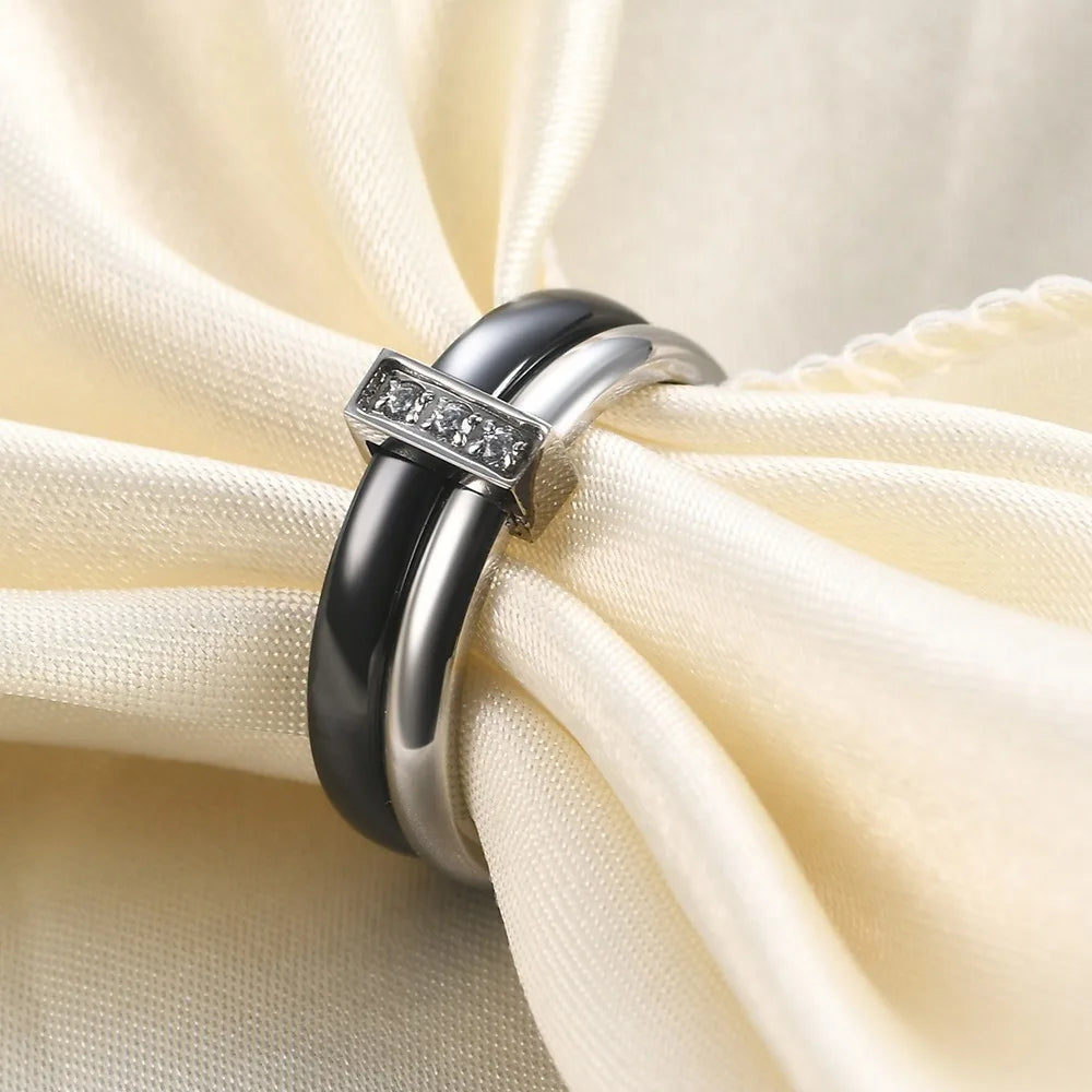 DANA Ceramic Zircon Couple Ring