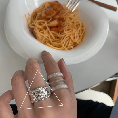 925 Sterling Silver Geometric Black Stone Rings