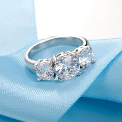 خواتم من الفضة الإسترلينية عيار 925 مرصعة بثلاثة أحجار زركونيا مكعبة