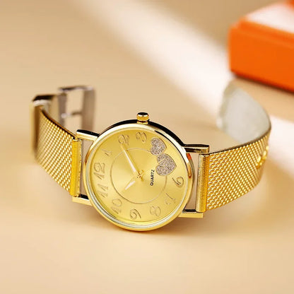 DANA Elegant Rose Gold Heart Dial Watch