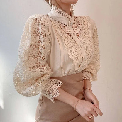 Lace Blouse Korean Button Loose Blouses
