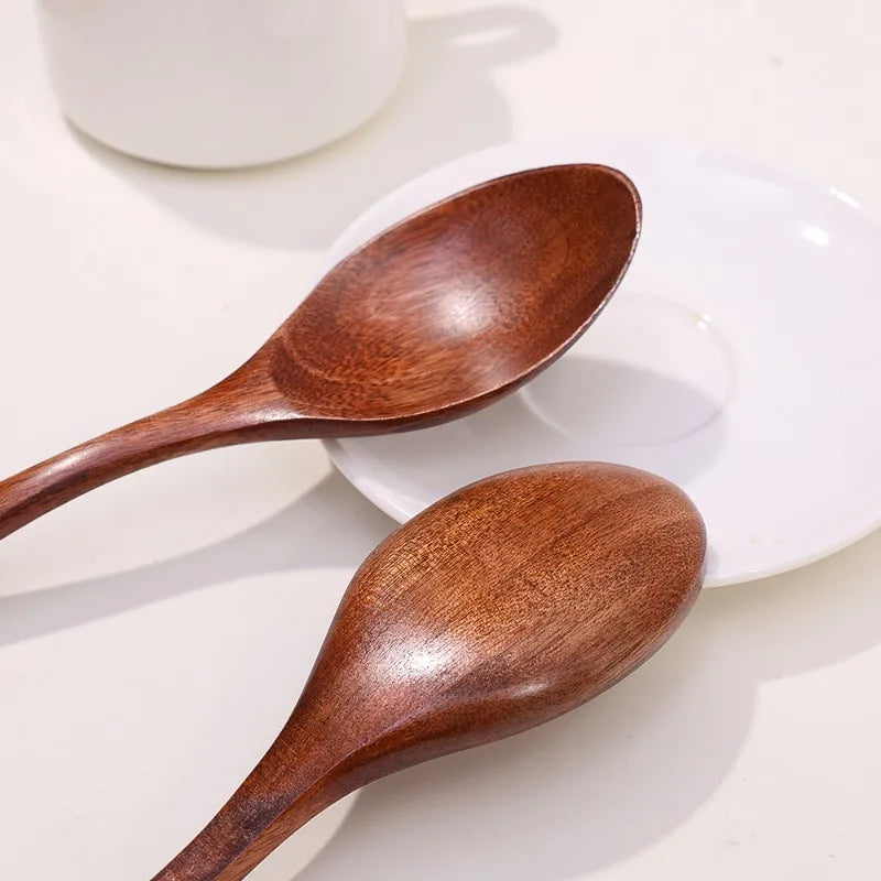 10/1Pcs Wooden Spoon Long Hand Soup Scoops Kitchen