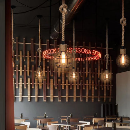 Vintage Hemp Rope Pendant Lights Attic