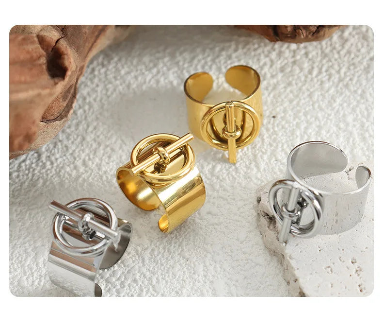 DANA 18K Gold Plated Punk Open Ring