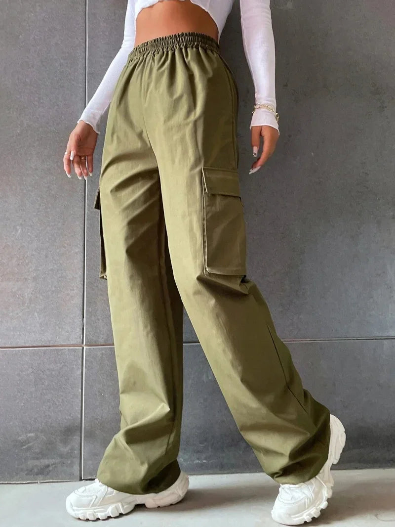 Ripped Baggy Waist Straight Cargo Pants