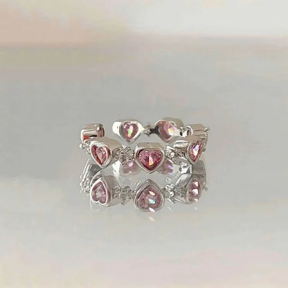 Romantic Lovely Pink Bowknot with Micro Bow Tie Zircon Rings