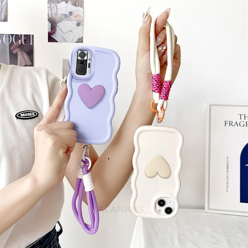 Love Heart Wavy Silicone Case On For Xiaomi Redmi Note