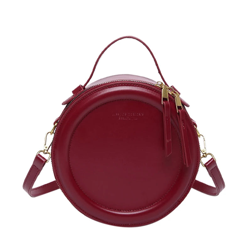 Crossbody Round Small Handbag Leather Shoulder Bag