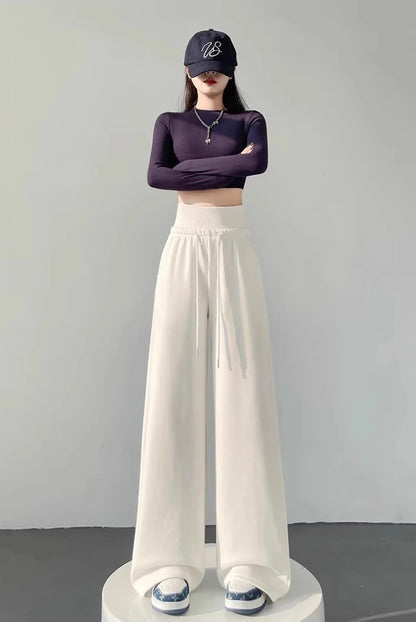 Sports slimming straight wide leg pants