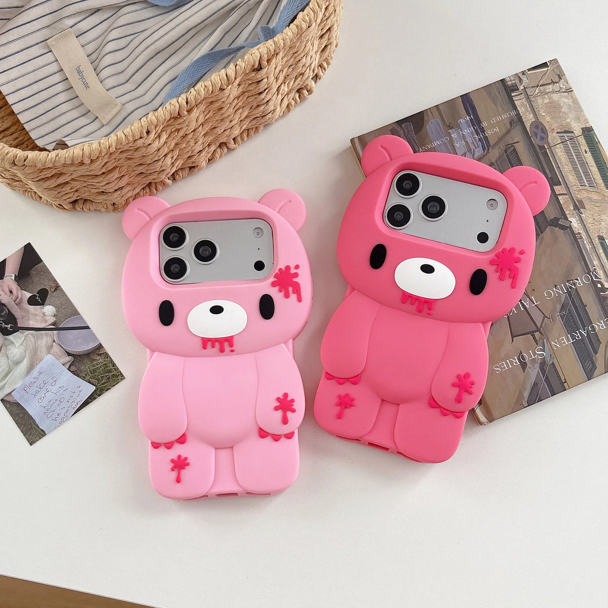 iPhone Pro Max 3D Cartoon Unique Bloody Bear Soft Silicone Cover