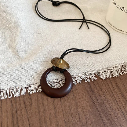 Black Coffee Round Water Drop Resin Necklaces