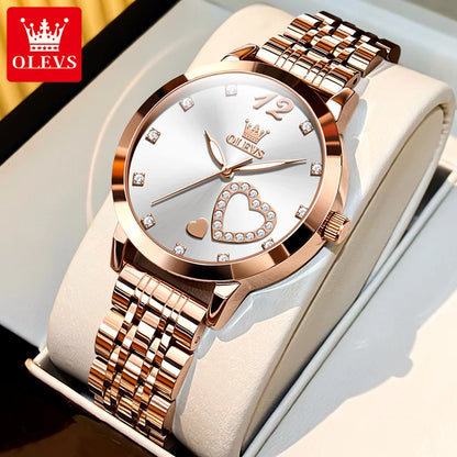 Quartz Stainless steel "Love" Dial Elegant Waterproof Luminous Quartz Watch