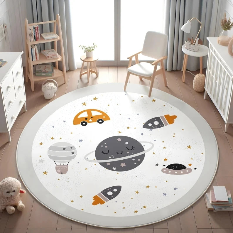 Planets Astronauts Playmat Round Rug  Living Room Decor Sofa Rug