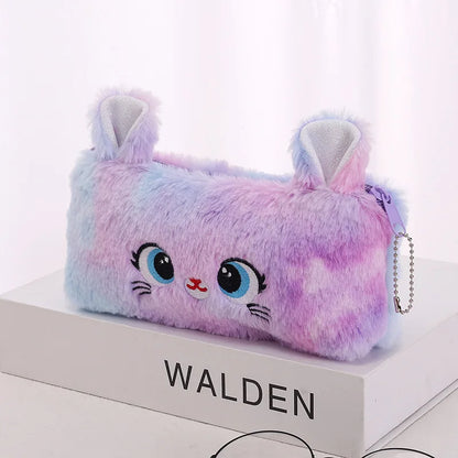 Cute gradient kitten pencil case with large capacity