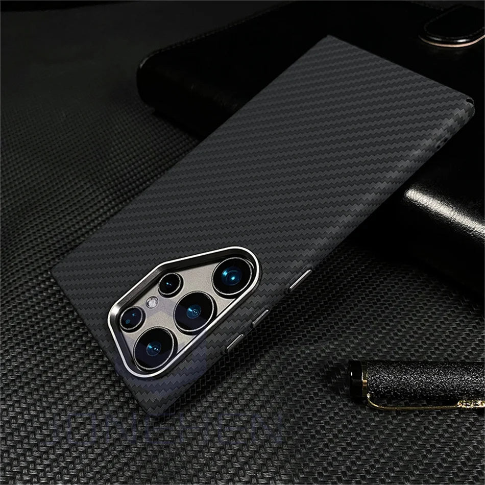 Ultra Slim Carbon Fiber Pattern Mganetic Samsung Cover