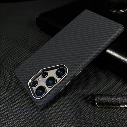 Ultra Slim Carbon Fiber Pattern Mganetic Samsung Cover