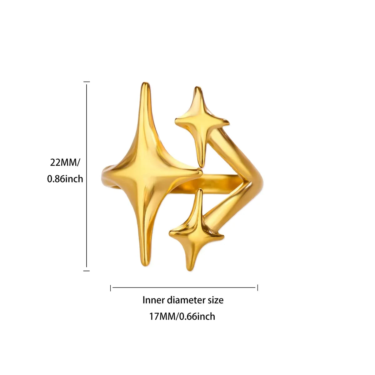 Stainless Steel Irregular Wave Creative Gold Open Punk Rapper Rings