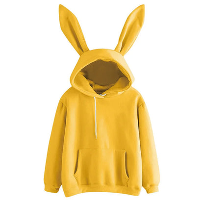 Hooded rabbit hoodie loose casual top coat