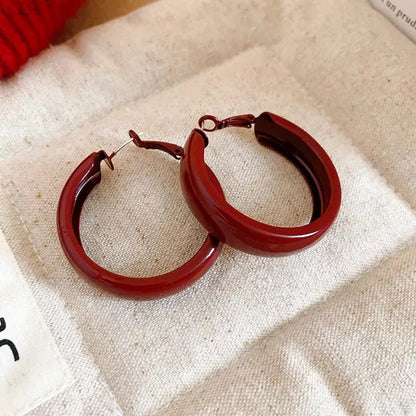 Red Large Circle Hoop Earrings
