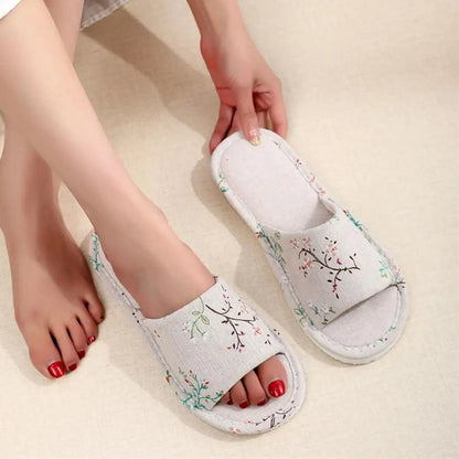 Flax Linen Lightweight Flat Breathable Slipper