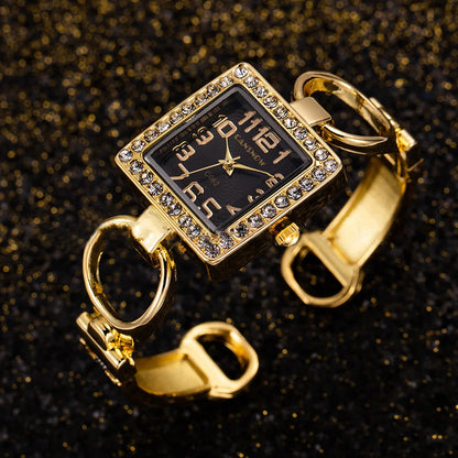 Gold Bangle Bracelet Stainless Steel Quartz Watch