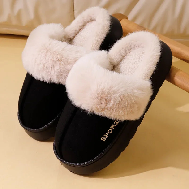 Fluffy Thick Sole Non Slip Faux Fur Slippers