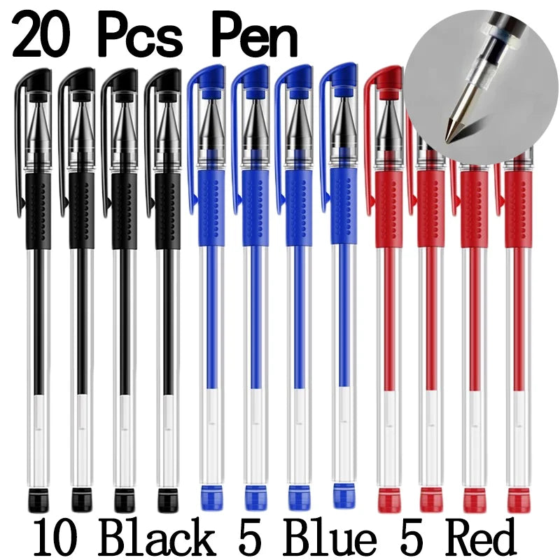 20/50 Pcs Gel pens Set Black Blue Red Refill Gel School