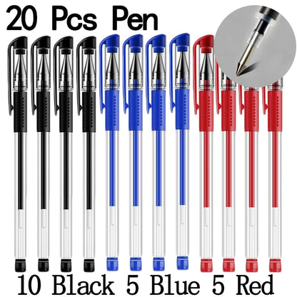 20/50 Pcs Gel pens Set Black Blue Red Refill Gel School