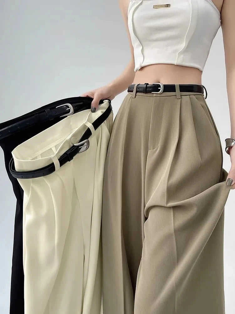 Botvotee Causal Suits Office Elegant Chic Wide Leg Pants