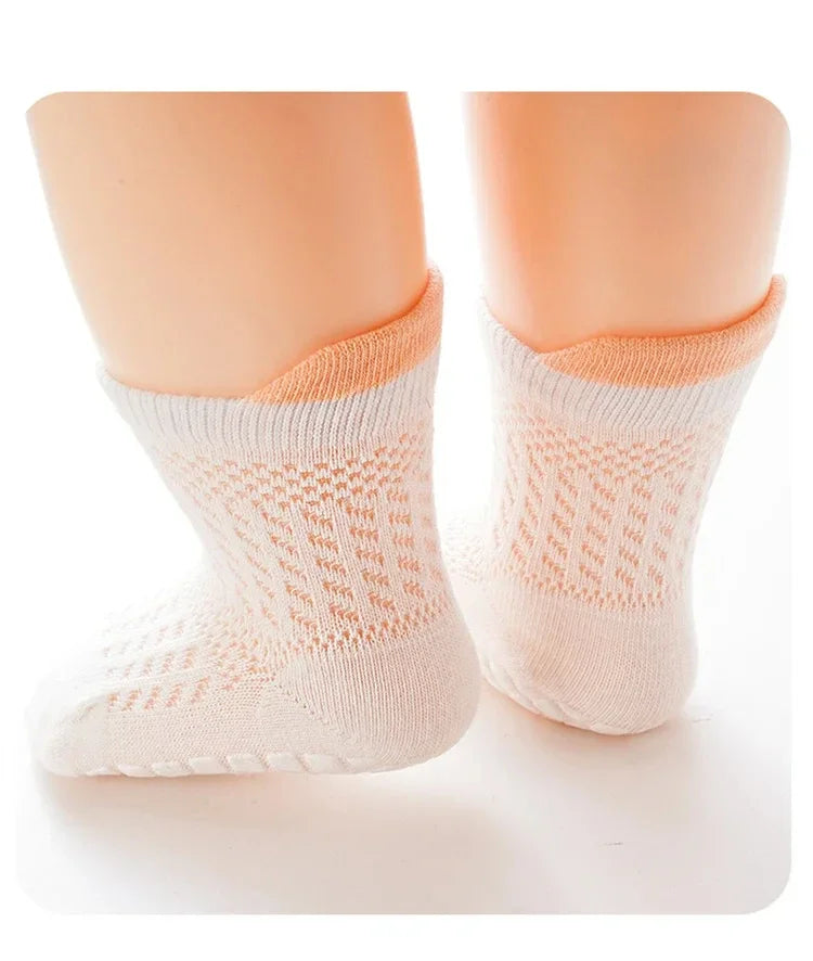 3pairs/lot 6 Colored Of Net Eye Non-slip Cotton Socks