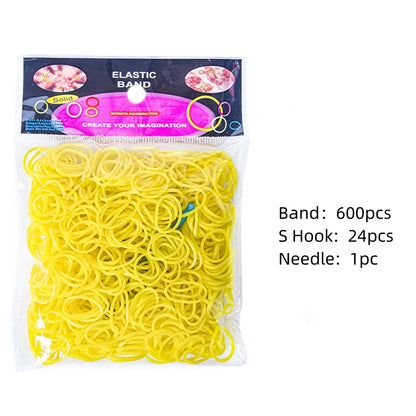 600pcs Elastic Colorful Rubber Loom Wristbands Weaving DIY Craft